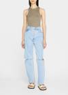 Still Here Cowgirl High-rise Cut-out Straight-leg Jeans In Vintage Blue
