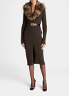 Saint Laurent Faux-fur And Wool Knitted Cardigan Dress In Natmulti