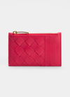 Bottega Veneta Intrecciato Napa Zip Card Case In 6420 Cranberry-go
