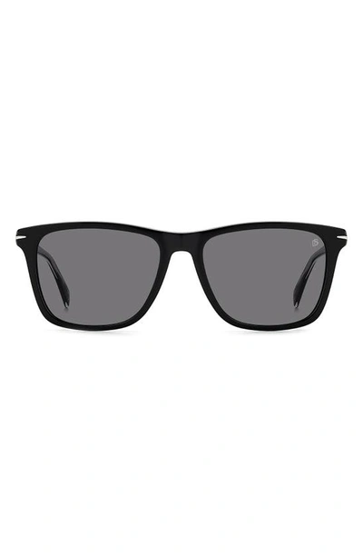 David Beckham Eyewear 55mm Polarized Rectangular Sunglasses In Black / Gray Polar