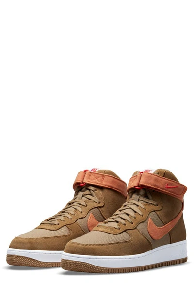 Nike Tan Air Force 1 High '07 Lx Sneakers In Dk Driftwood/hot Cur