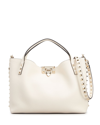 Valentino Garavani Rockstud Calfskin Small Tote Bag In Light Ivory