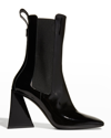 Attico Devon Patent Leather Chelsea Boots In Black