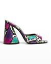Attico Luz Multicolored Embossed Mule Sandals In Multicolor