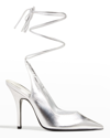 Attico 105mm Venus Metallic Leather Pumps In Silver