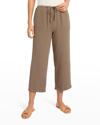 Splendid Addie Crop Wide Leg Cotton Gauze Pants In Ash
