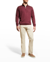 Peter Millar Men's Crown Comfort Interlock Quarter-zip Sweater In Claret