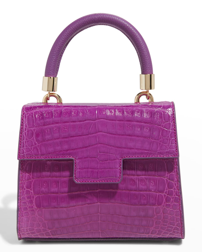 Maria Oliver Michelle Crocodile Top-handle Bag In Viola 7