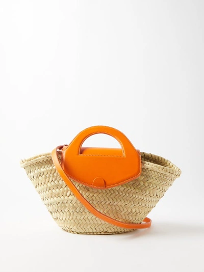 Hereu Alqueria Straw Basket Bag In Orange Multi
