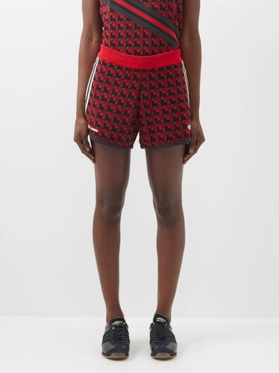 Adidas X Wales Bonner Brand-embroidered Geometric-pattern Mid-rise Knitted Shorts In Multicolor
