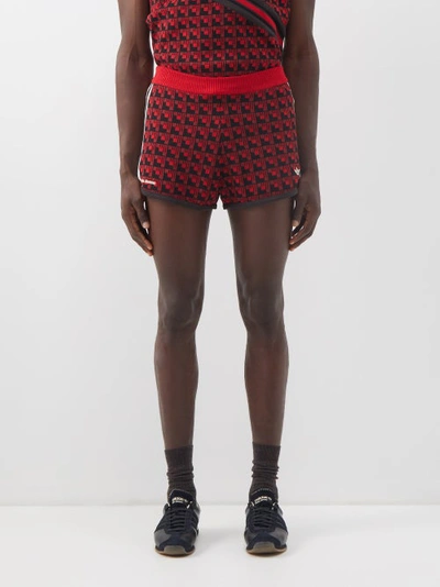 Adidas X Wales Bonner Geometric-jacquard Knitted Shorts In Red Multi