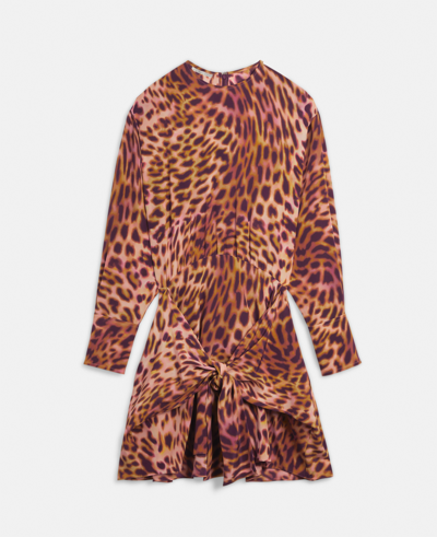 Stella Mccartney Cheetah Print Knotted Mini Dress In Martini Pink