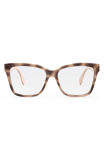 Fendi Maxi O Lock 55mm Square Glasses In Colored Havana