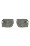 Fendi Ff Logo Print 59mm Square Sunglasses In Grey