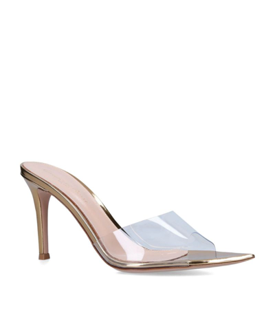 Gianvito Rossi Elle Leather And Pvc Heeled Mules In Gold