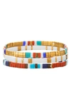 Eye Candy Los Angeles Enamel Bead Stretch Bracelets In Multicolor