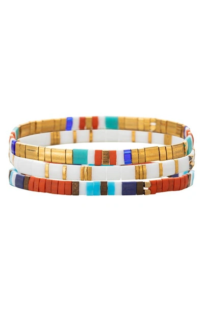 Eye Candy Los Angeles Enamel Bead Stretch Bracelets In Multicolor