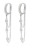 Gabi Rielle Sterling Silver Dangle Pave Huggie Earrings In Silver