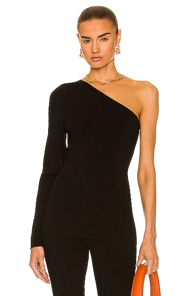 Victoria Beckham Women's Black One-shoulder Fitted Stretch-woven Top