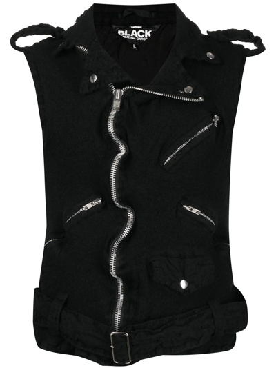 Black Comme Des Garçons Chunky-knit Biker Vest In Schwarz