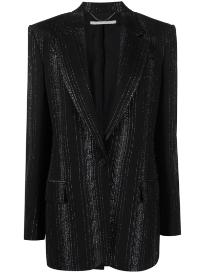 Stella Mccartney Lurex Detailing Notch Lapels Blazer In Black