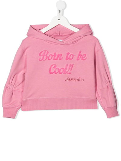 Monnalisa Born To Be Cool Hoodie In Blush Pink