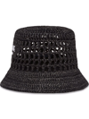 Prada Man Black Raffia Hat In Black