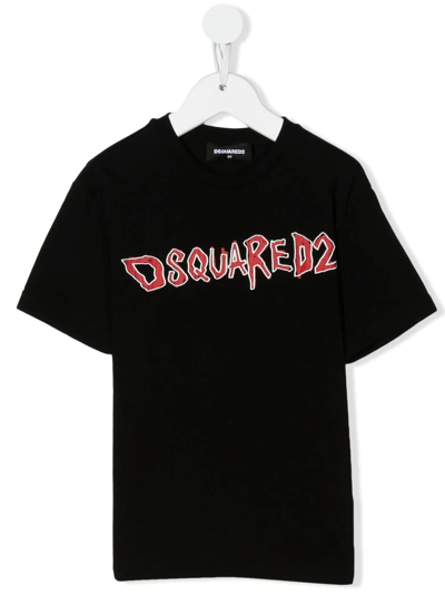 Dsquared2 Kids' Logo-print Cotton T-shirt In Black