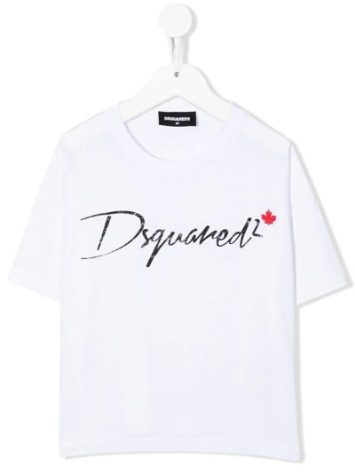 Dsquared2 Handwriting Logo-print T-shirt In White