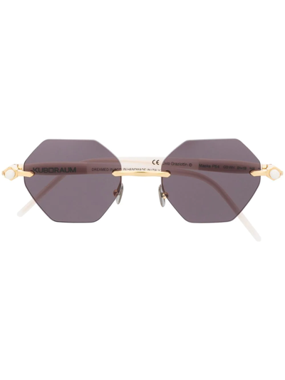 Kuboraum P54 Rimless Geometric Sunglasses In Gold & Ivory Cream