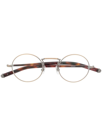 Matsuda Tortoiseshell-effect Round-frame Glasses In Brown