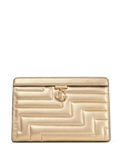 Jimmy Choo Varenne Avenue Pouch Bag In Gold/light Gold