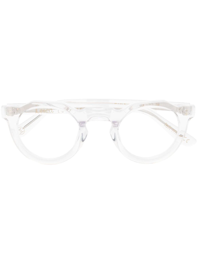 Lesca Pica Tortoise Round-frame Glasses In Weiss