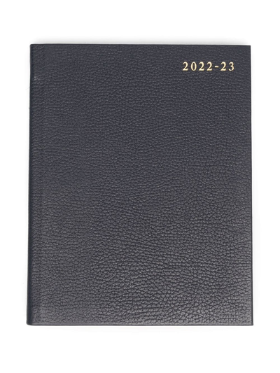 Aspinal Of London 2022-23 Mid-year Leather Diary In Blue