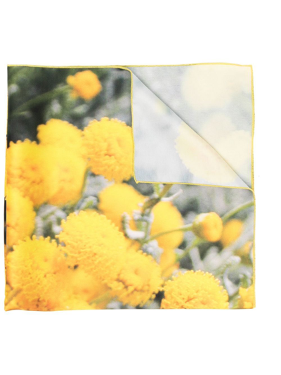 Sunnei Floral-print Squared Scarf In Yellow