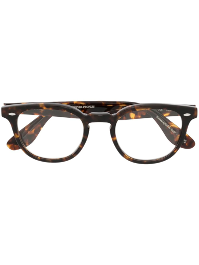 Oliver Peoples Tortoiseshell-effect Square Glasses In Braun