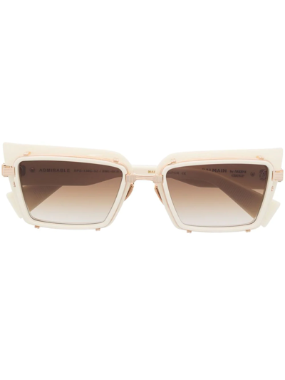 Balmain Eyewear Admirable Rectangle-frame Sunglasses In White