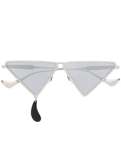 Gucci Embellished Geometric Sunglasses In Silber