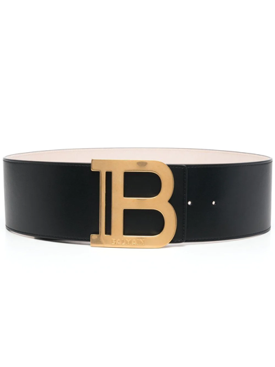 Balmain Logo-plaque Wide Belt In Black