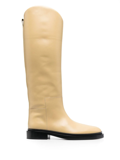 Jil Sander Neutral Knee-high Leather Boots In Neutrals