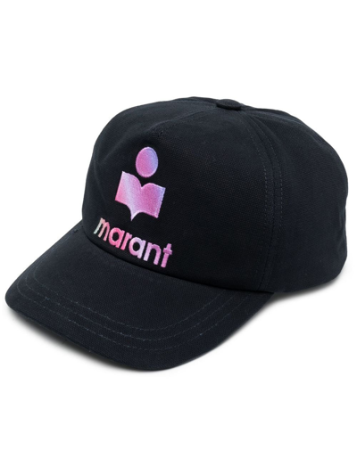 Isabel Marant Tyron Rainbow Logo Baseball Cap In Black