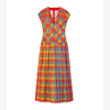 Tory Burch Veronica Plaid Claire Mccardell Dress In Tomato Red