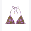 Tory Burch Printed Halterneck Triangle Bikini In 3d Checkered Logo Lilac