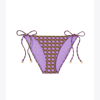 Tory Burch Printed String Bikini Bottom In 3d Checkered Logo Lilac