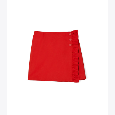 Tory Sport Tory Burch Tech Twill Ruffle Skort In Gala Red