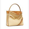 Tory Burch Lee Radziwill Pebbled Leather Double Bag In New Moon