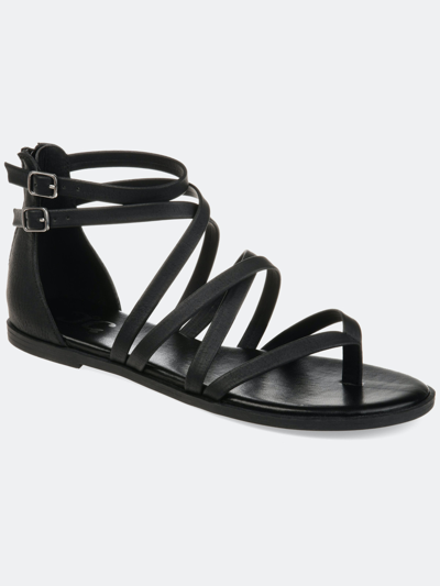 Journee Collection Zailie Womens Faux Leather Thong Gladiator Sandals In Black