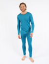 Leveret Mens Boho Solid Color Thermal Pajamas In Blue