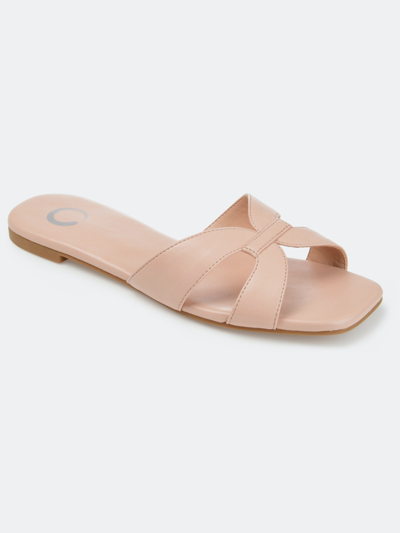 Journee Collection Taleesa Womens Faux Leather Padded Insole Slide Sandals In Pink