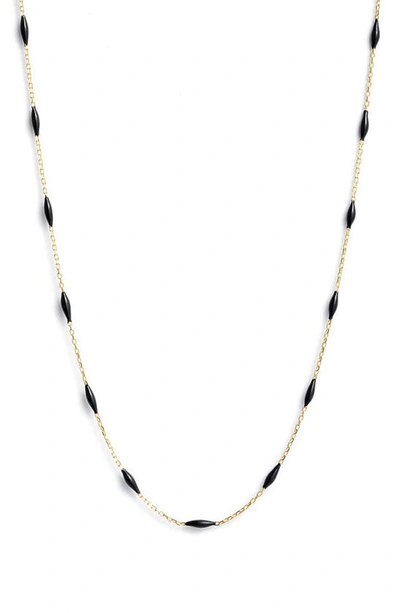 Argento Vivo Sterling Silver Enamel Bead Chain Necklace In Gold/black
